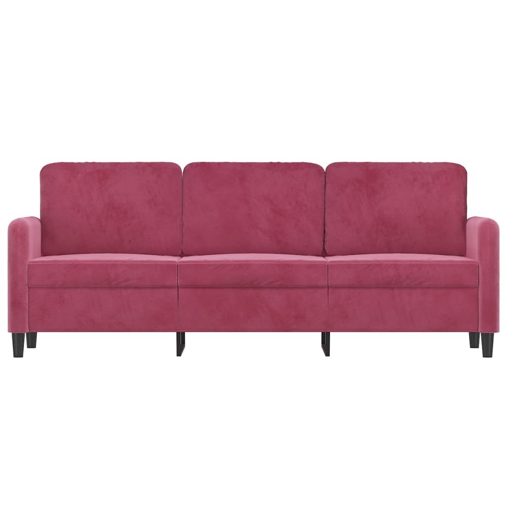 3-seater velvet sofa 180 cm red
