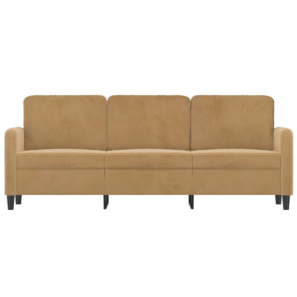 3-seater sofa 180 cm brown velvet