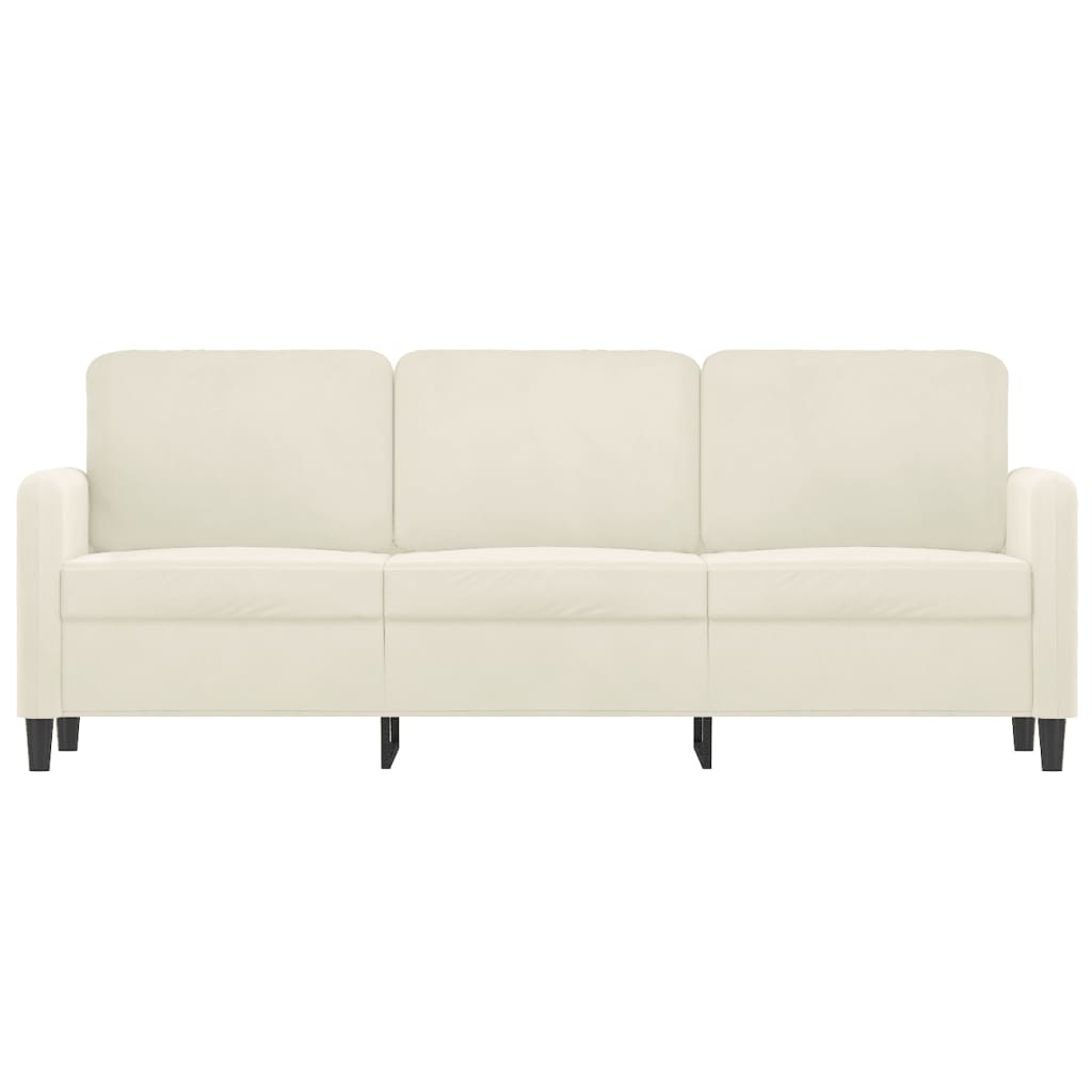 Sofá de 3 lugares 180 cm veludo cor creme