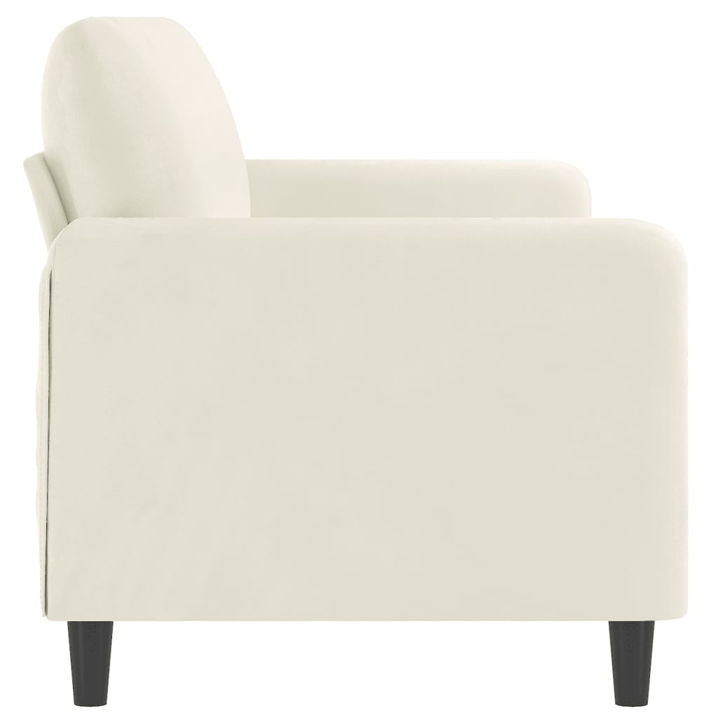 Sofá de 3 lugares 180 cm veludo cor creme