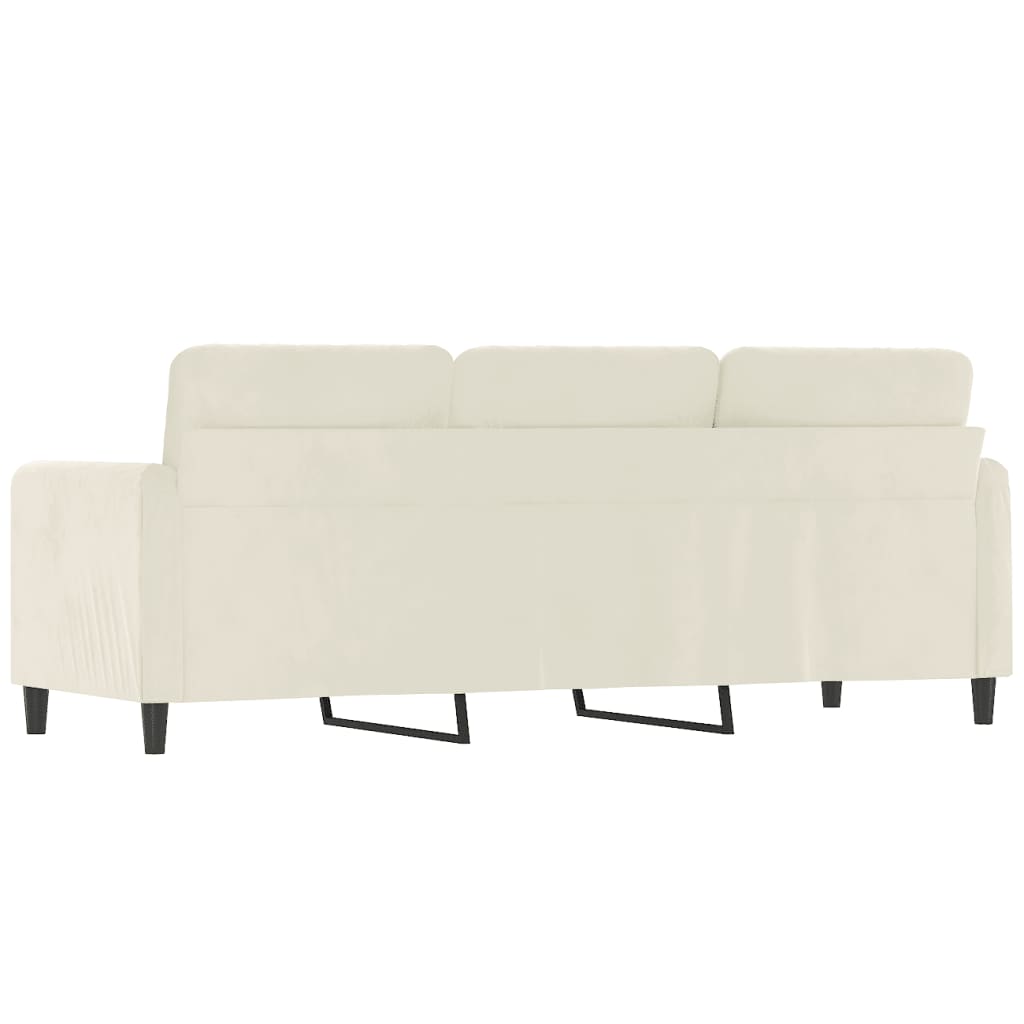 Sofá de 3 lugares 180 cm veludo cor creme