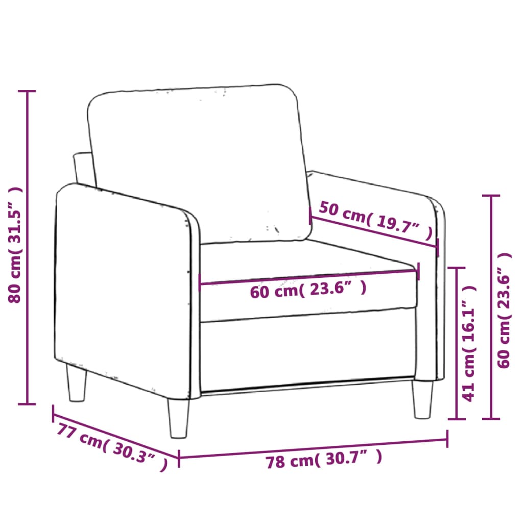60 cm armchair in cream-colored fabric