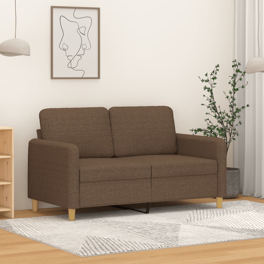 2-seater sofa in brown fabric 120 cm