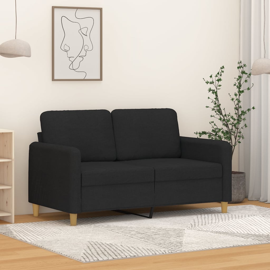 2-seater sofa in fabric, 120 cm, black