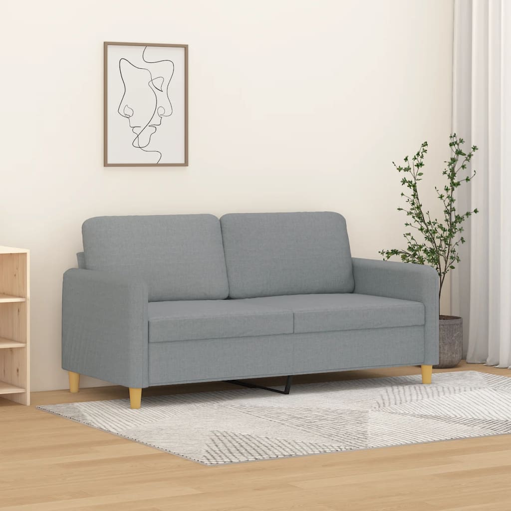 2-seater sofa in fabric 140 cm light grey