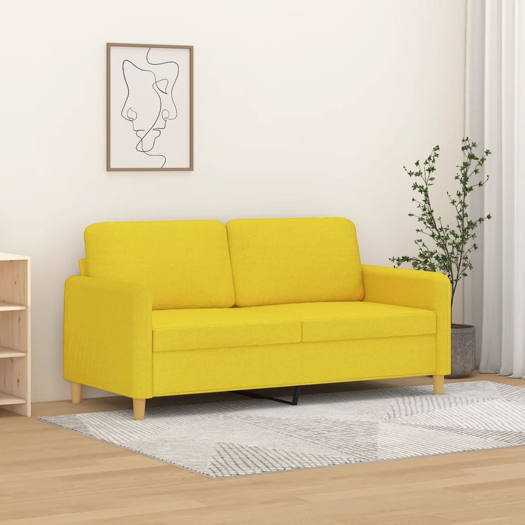 2-seater sofa 140 cm light yellow fabric