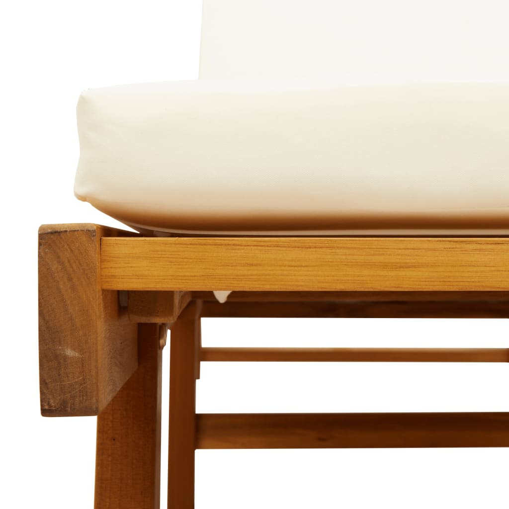 Sun lounger with cushion and solid acacia wood table