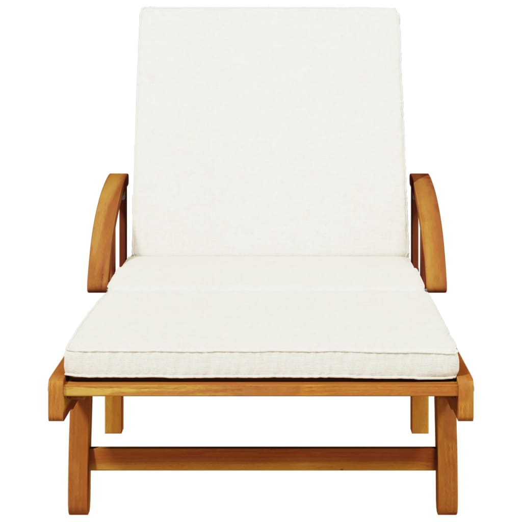 2 pcs sun loungers with table solid acacia wood