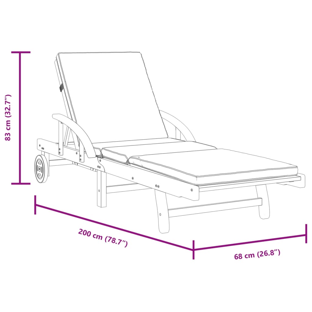 Sun loungers with cushions 2 pcs 200x68x83 cm solid acacia