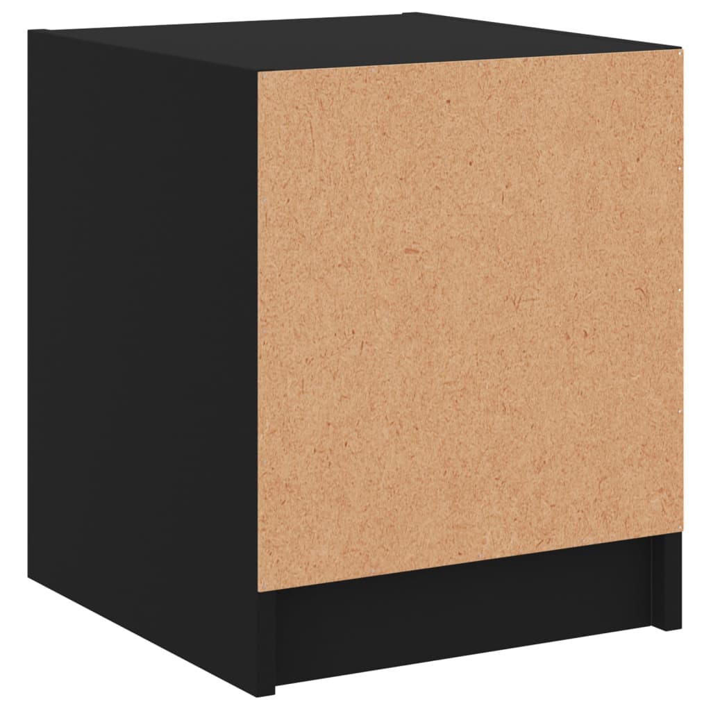 Mesas de cabeceira c/ portas de vidro 2 pcs 35x37x42 cm preto