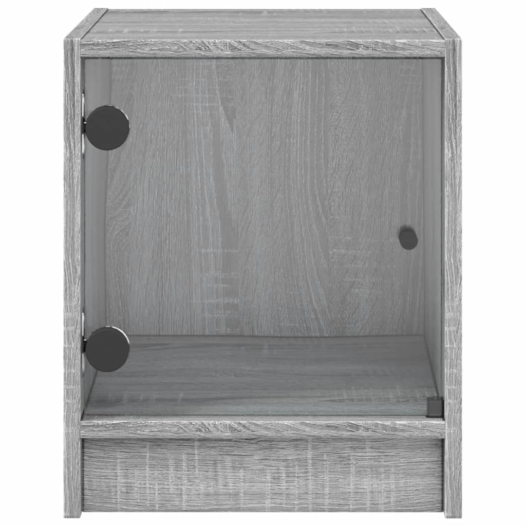 Mesa de cabeceira c/ porta de vidro 35x37x42 cm cinzento sonoma