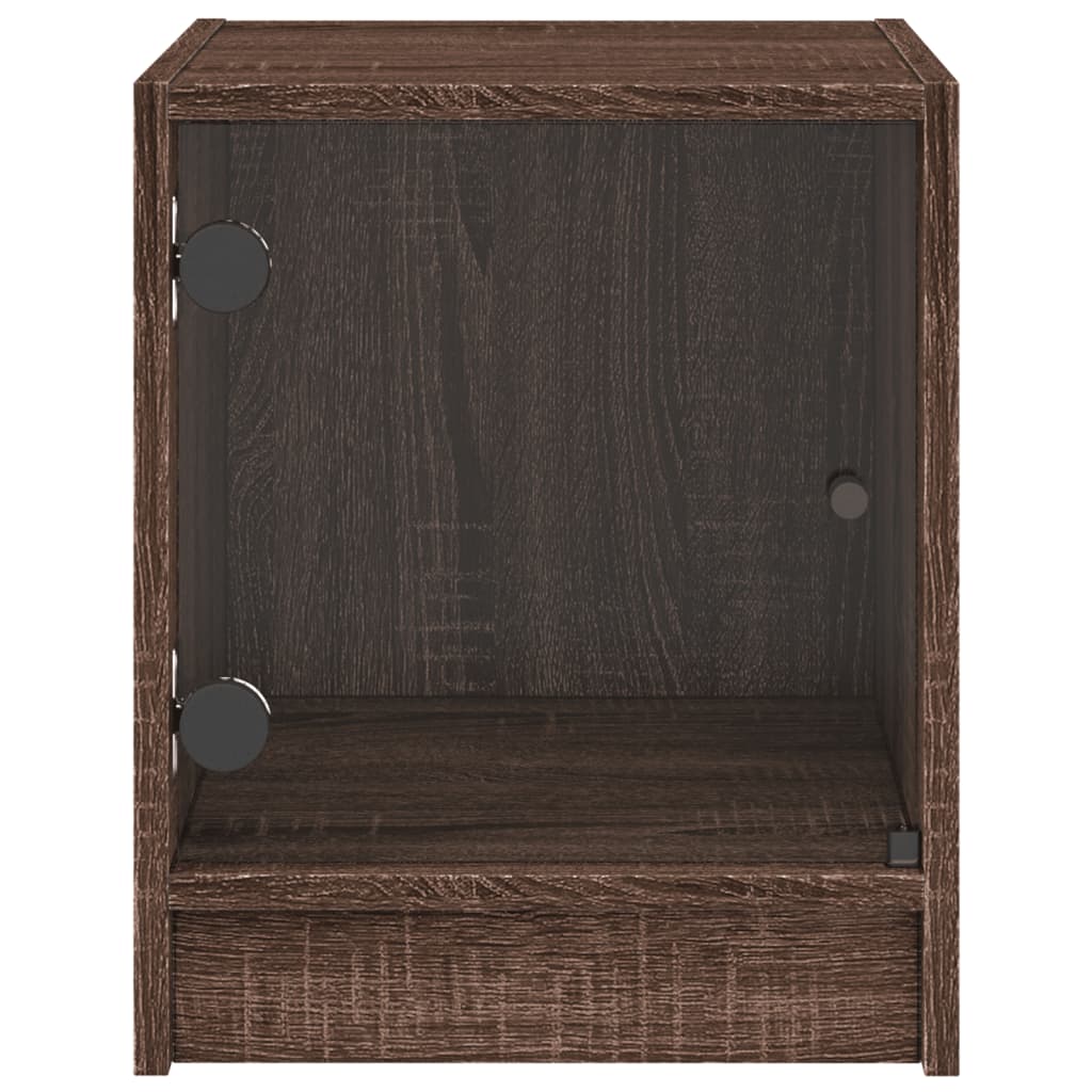 Mesas cabeceira portas vidro 2 pcs 35x37x42cm carvalho castanho