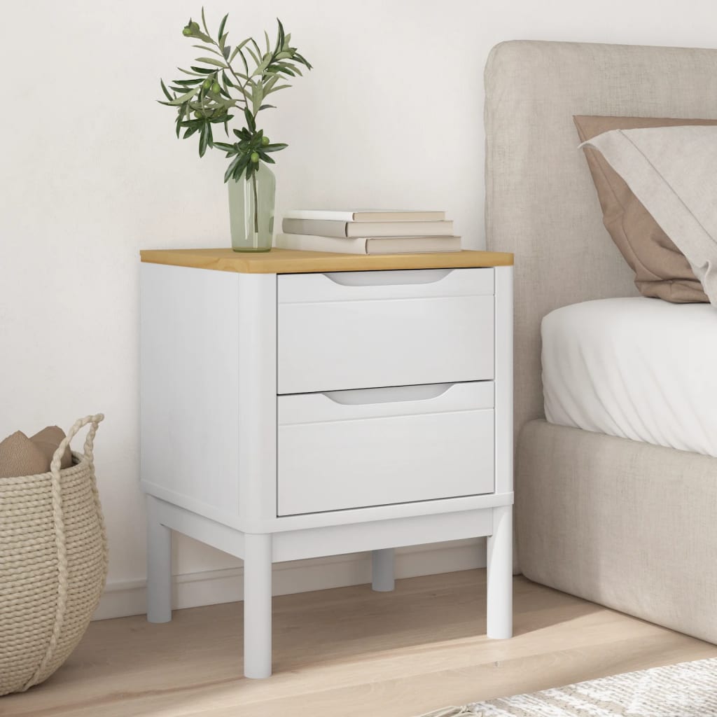 Bedside table 45x39x57 cm solid pine wood white