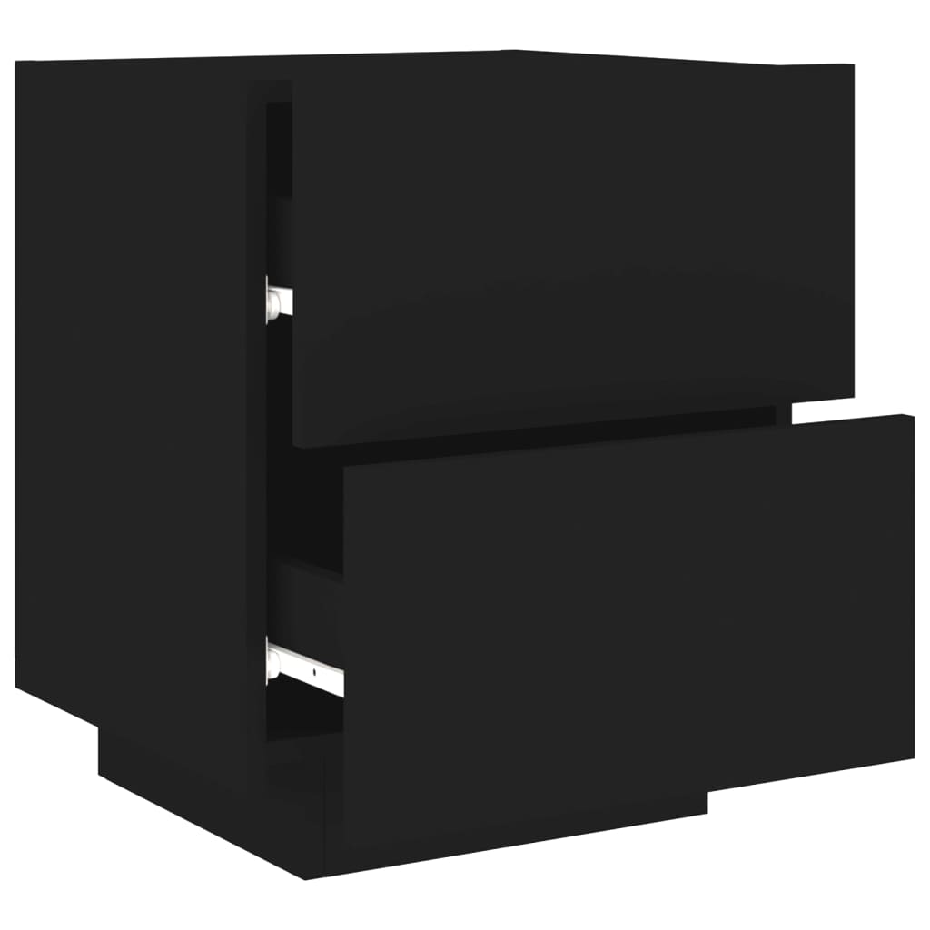 Mesa de cabeceira com luzes LED derivados de madeira preto