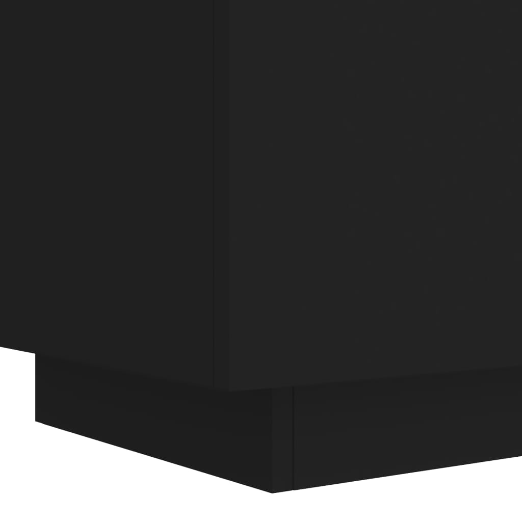 Mesa de cabeceira com luzes LED derivados de madeira preto