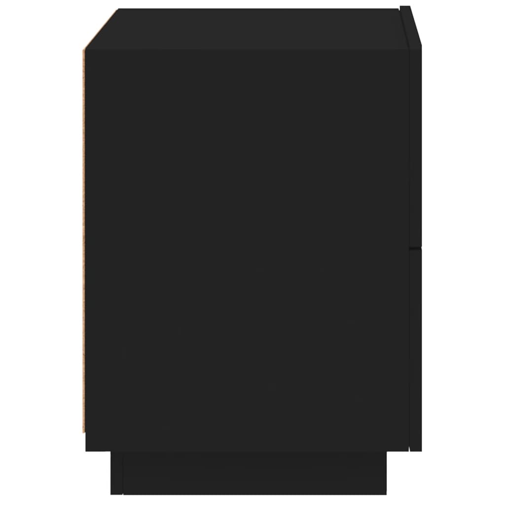 Mesas de cabeceira c/ luzes LED 2 pcs derivados madeira preto