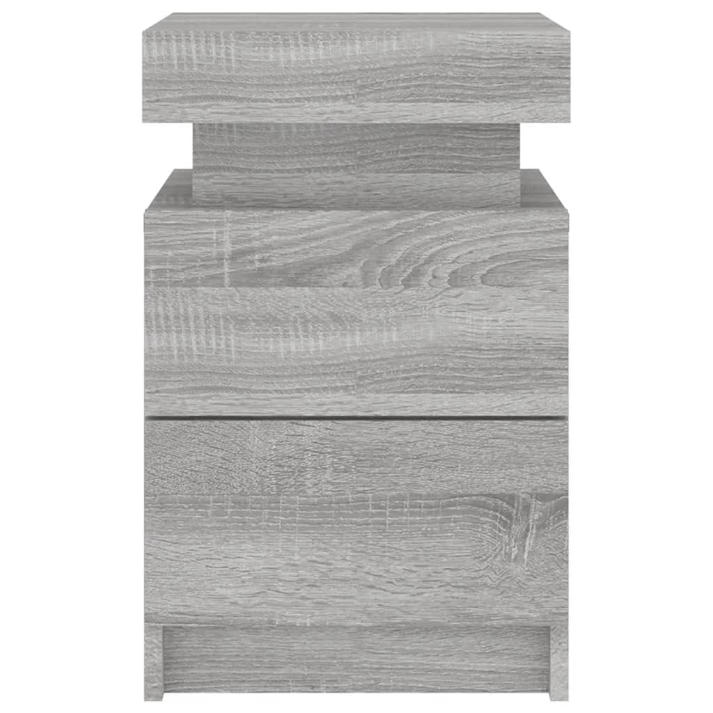 Mesas cabeceira c/ luzes LED 2 pcs 35x39x55 cm cinza sonoma