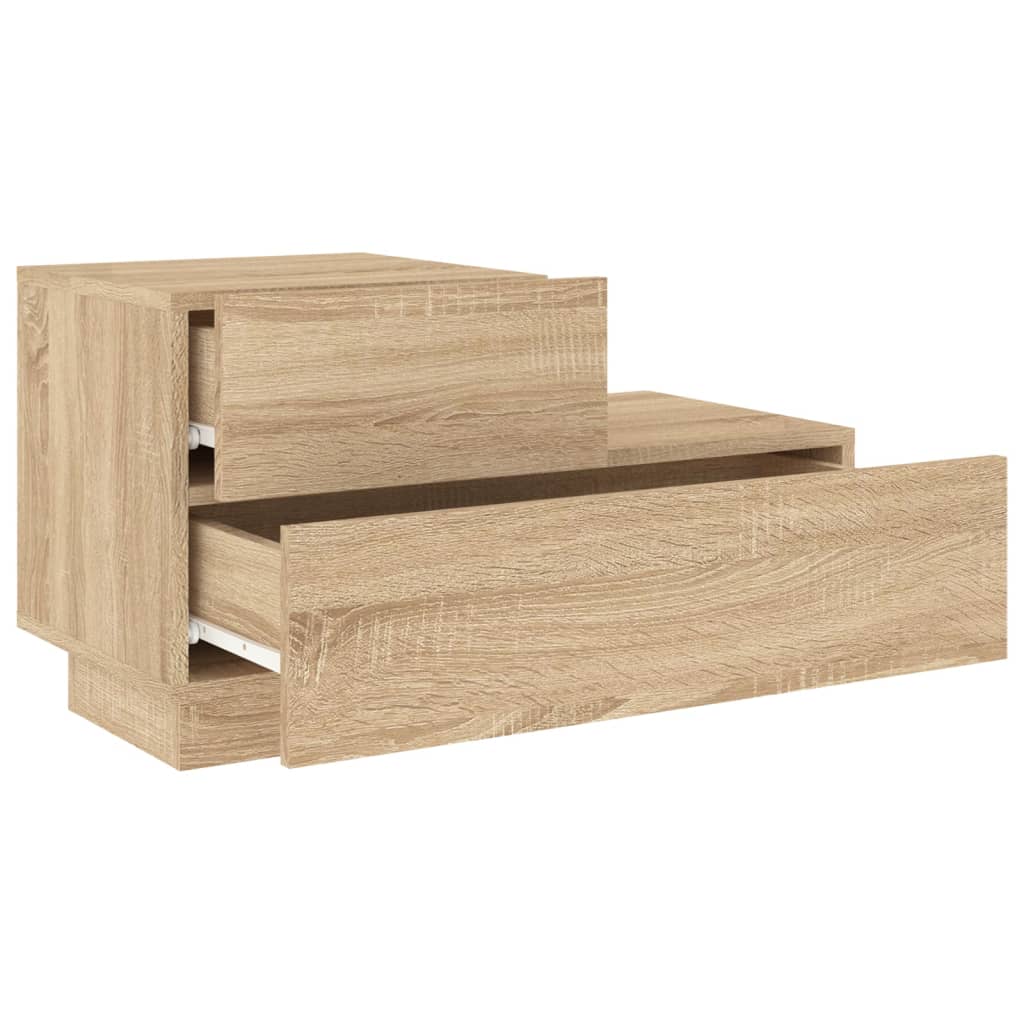Mesa de cabeceira com luzes LED 70x36x40,5 cm carvalho sonoma