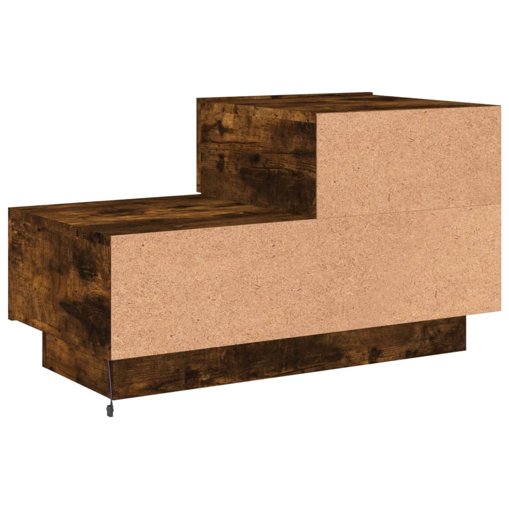 Mesa de cabeceira com luzes LED 70x36x40,5 cm carvalho fumado