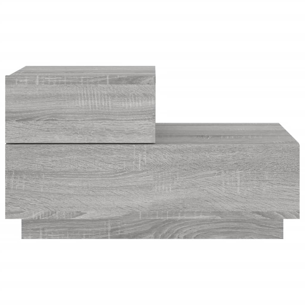 Mesa de cabeceira com luzes LED 70x36x40,5 cm cinzento-sonoma