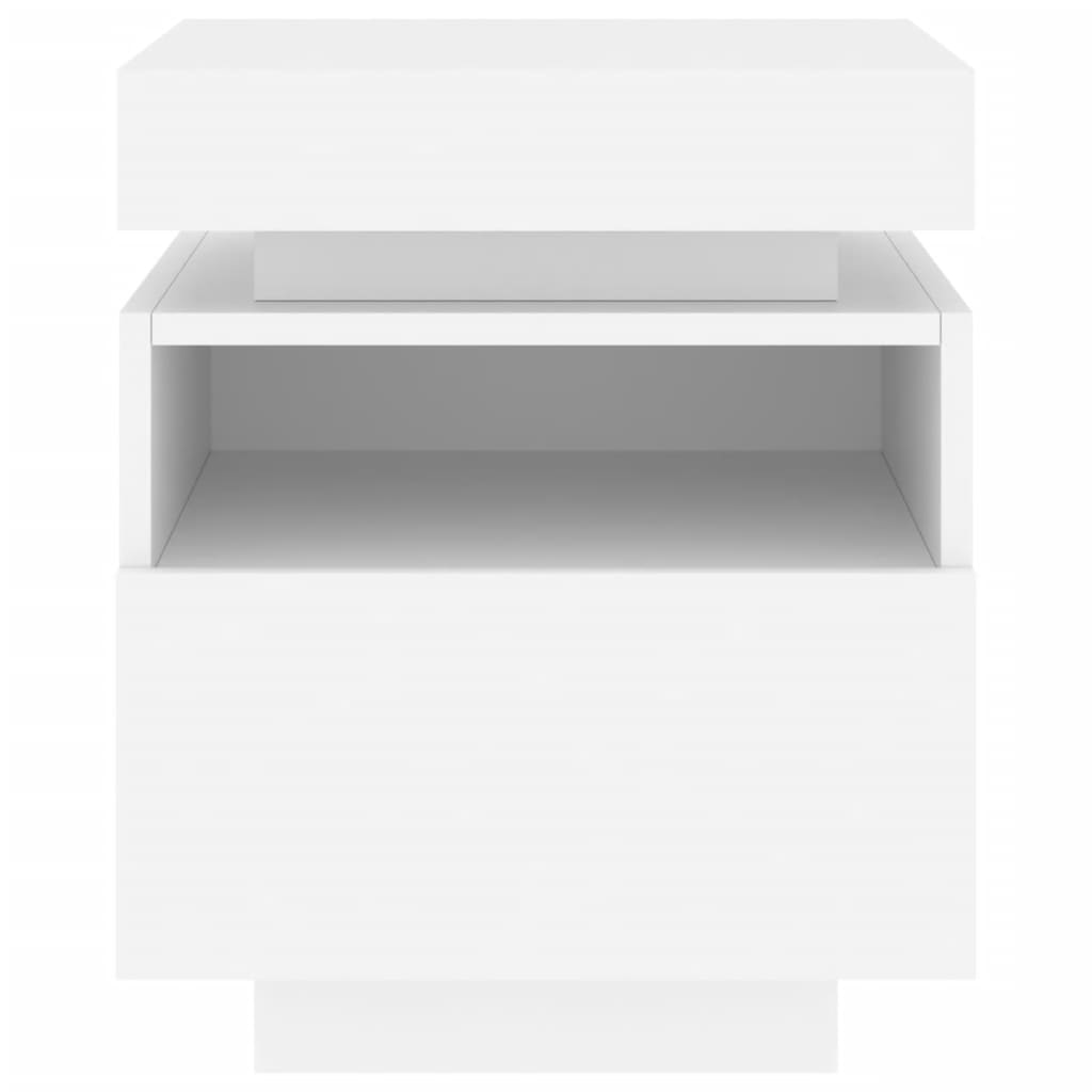 Mesa de cabeceira com luzes LED 40x39x48,5 cm branco