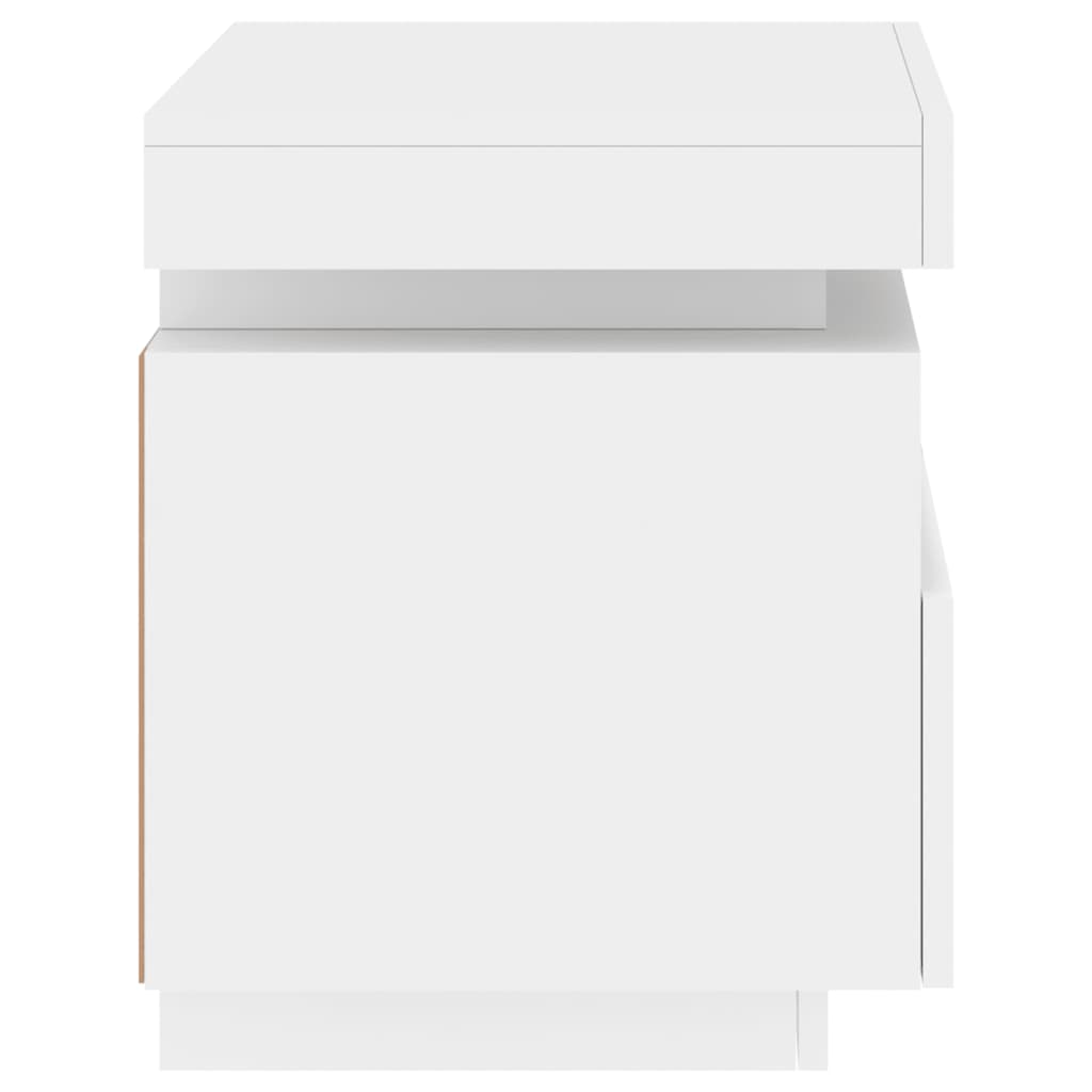 Mesa de cabeceira com luzes LED 40x39x48,5 cm branco