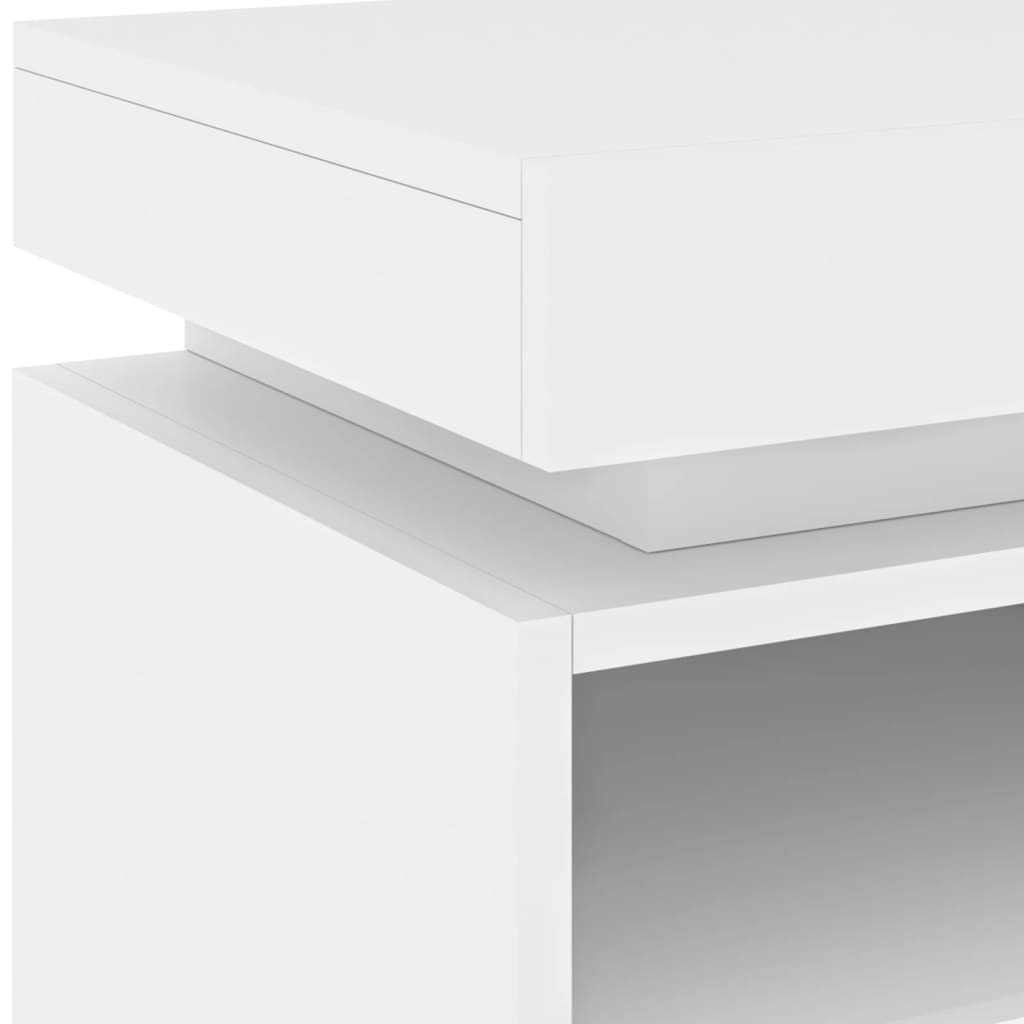 Mesa de cabeceira com luzes LED 40x39x48,5 cm branco