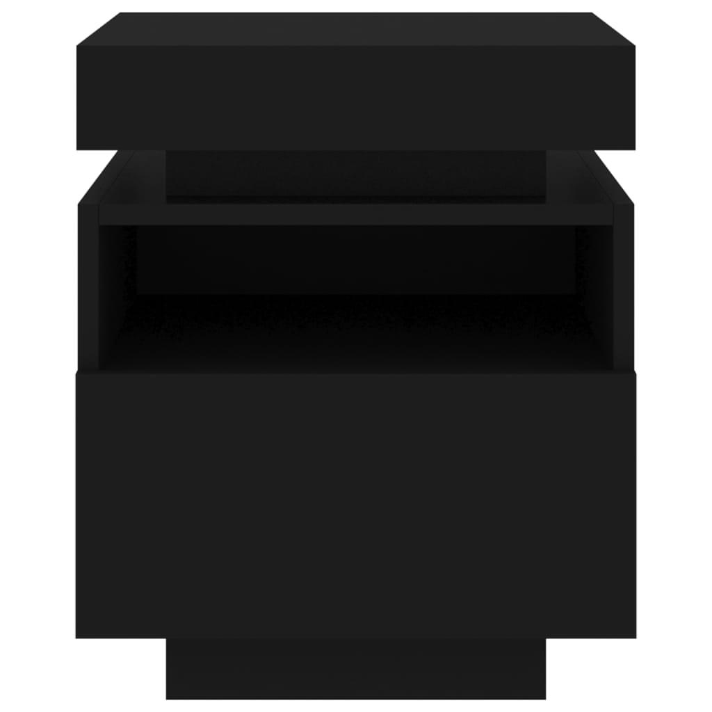 Mesa de cabeceira com luzes LED 40x39x48,5 cm preto