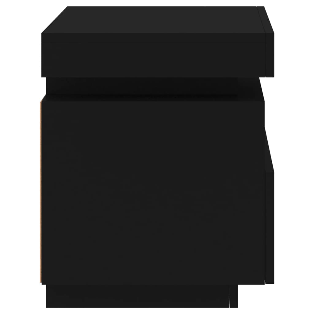 Mesa de cabeceira com luzes LED 40x39x48,5 cm preto