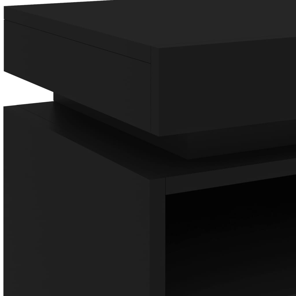 Mesa de cabeceira com luzes LED 40x39x48,5 cm preto