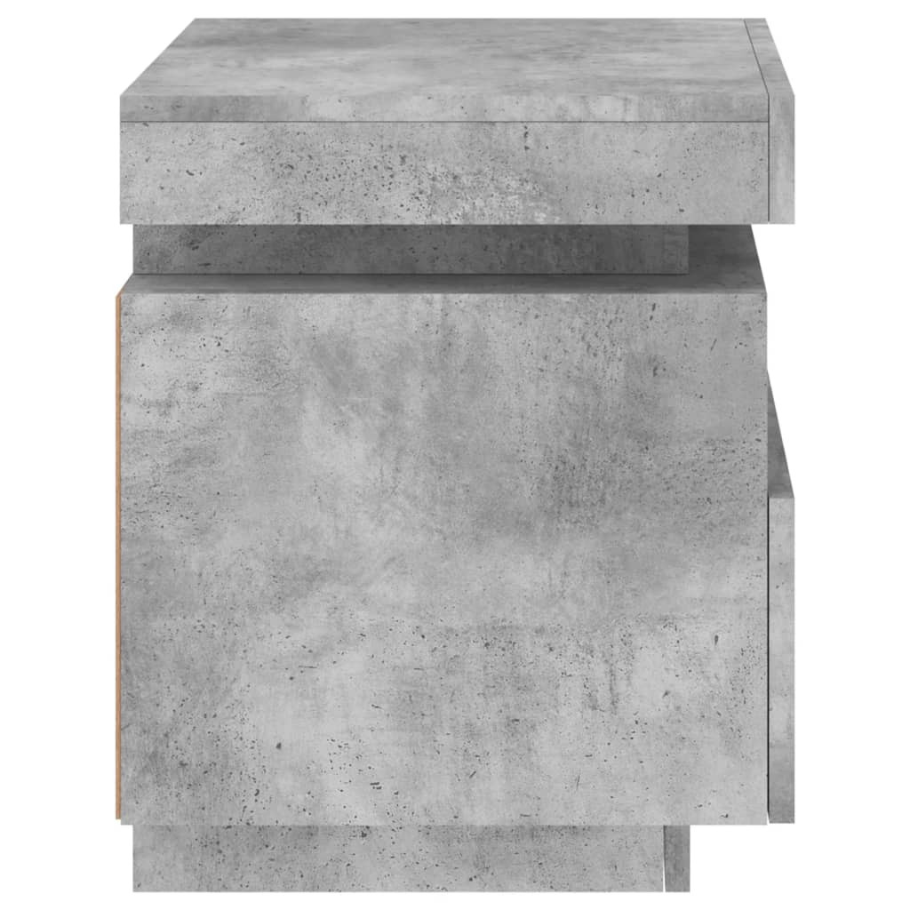 Mesa de cabeceira com luzes LED 40x39x48,5 cm cinzento-cimento