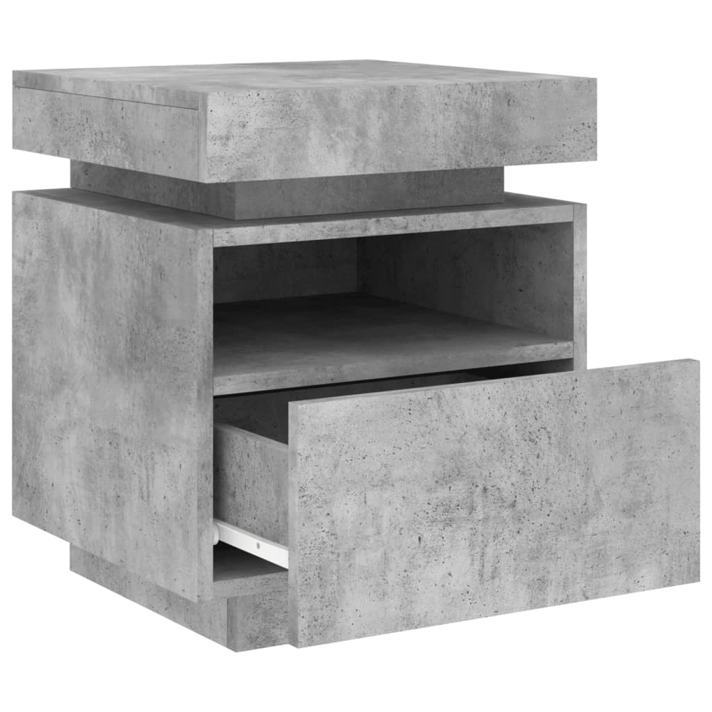 Bedside tables with LED lights 2 pcs 40x39x48.5cm cement grey
