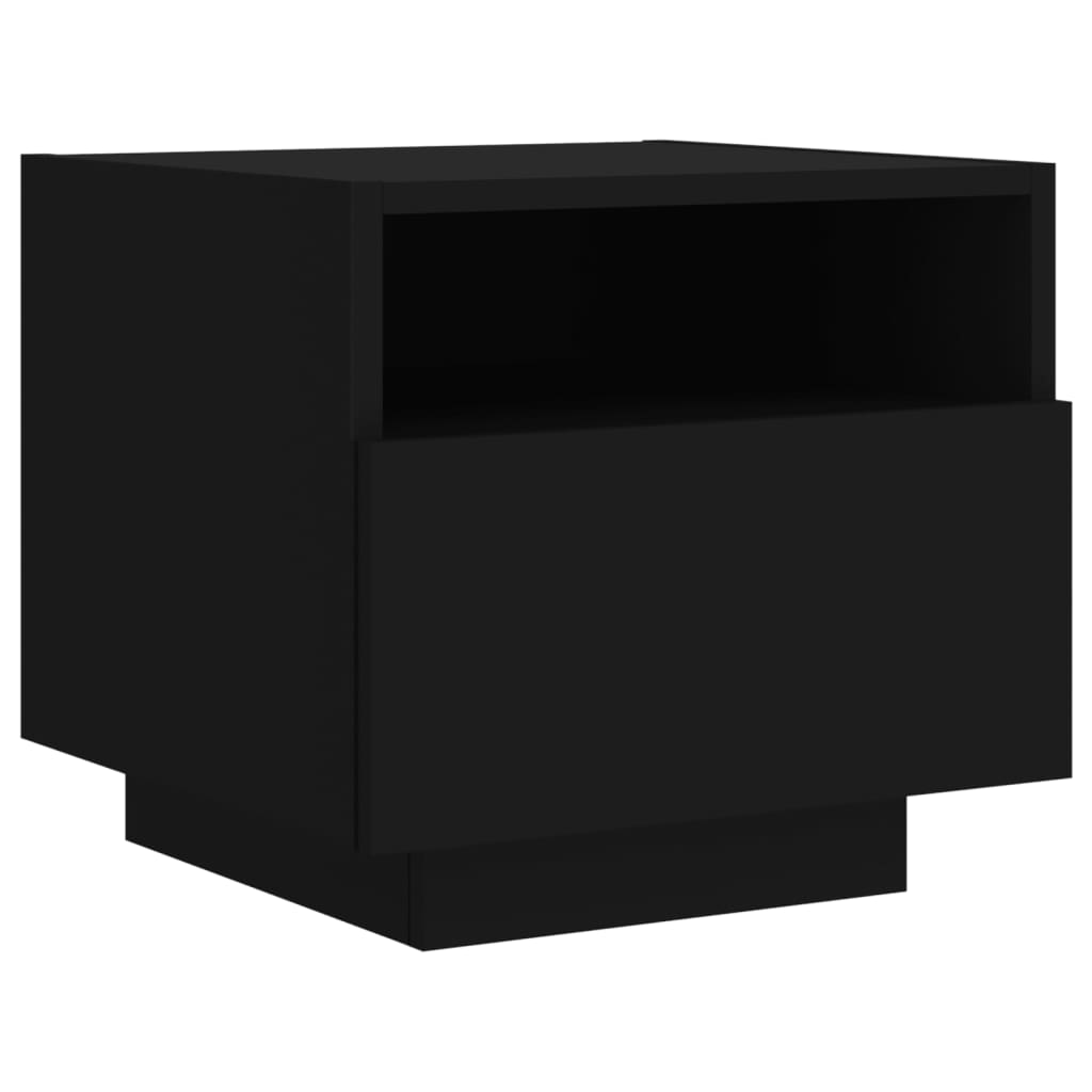 Mesas de cabeceira c/ luzes LED 2 pcs 40x39x37 cm preto