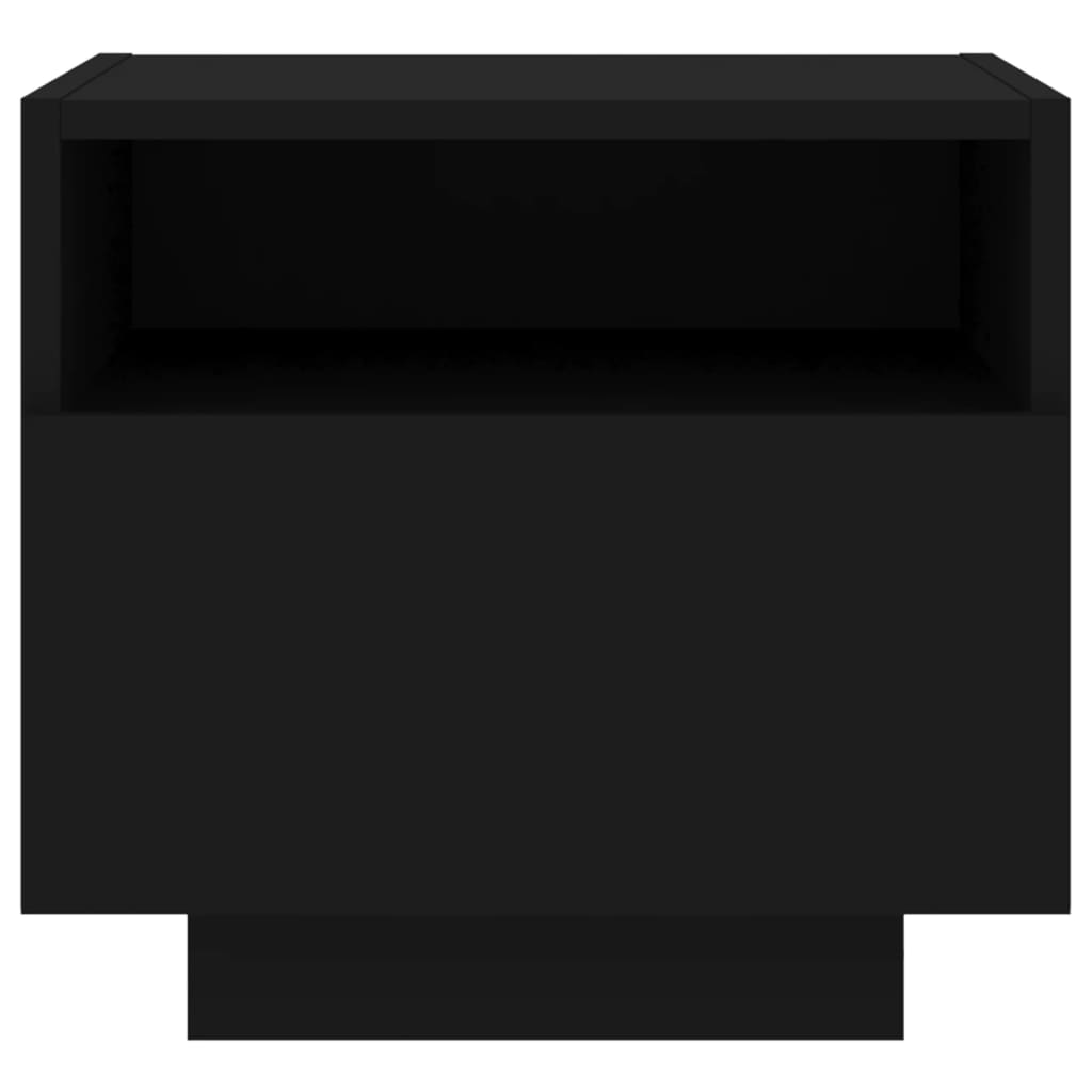 Mesas de cabeceira c/ luzes LED 2 pcs 40x39x37 cm preto