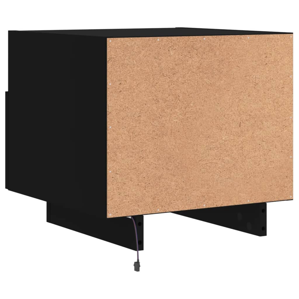 Mesas de cabeceira c/ luzes LED 2 pcs 40x39x37 cm preto