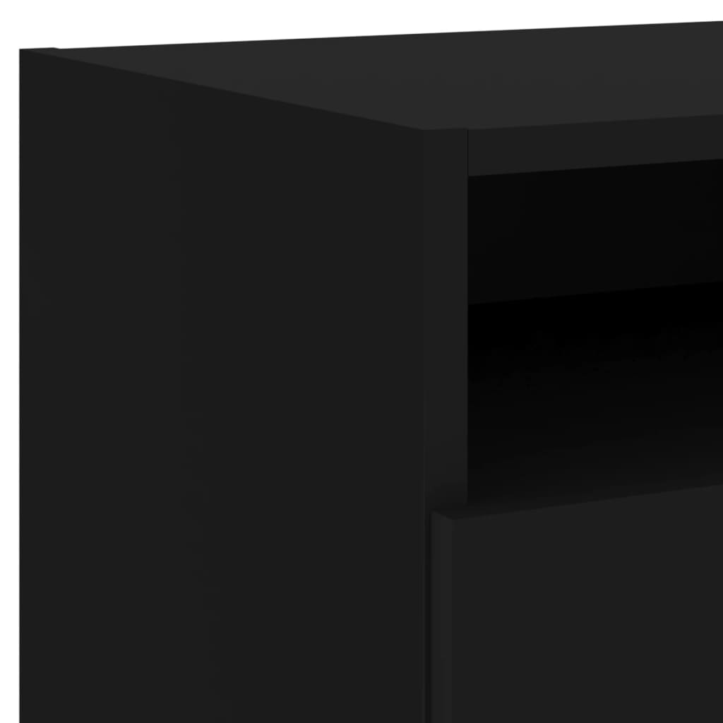 Mesas de cabeceira c/ luzes LED 2 pcs 40x39x37 cm preto