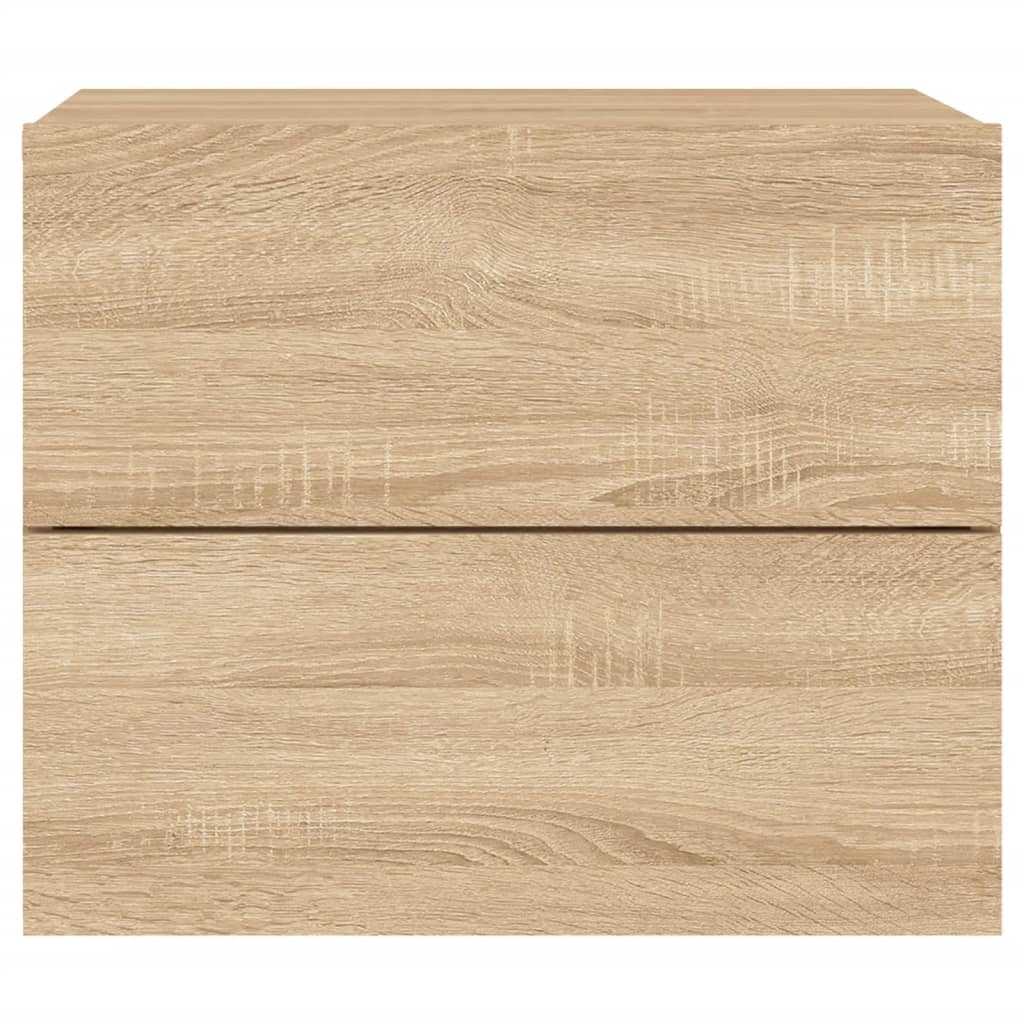 Mesa de cabeceira de parede com luzes LED carvalho sonoma