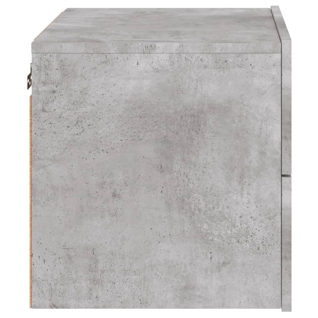 Wall-mounted bedside tables with LED lights 2pcs cement grey