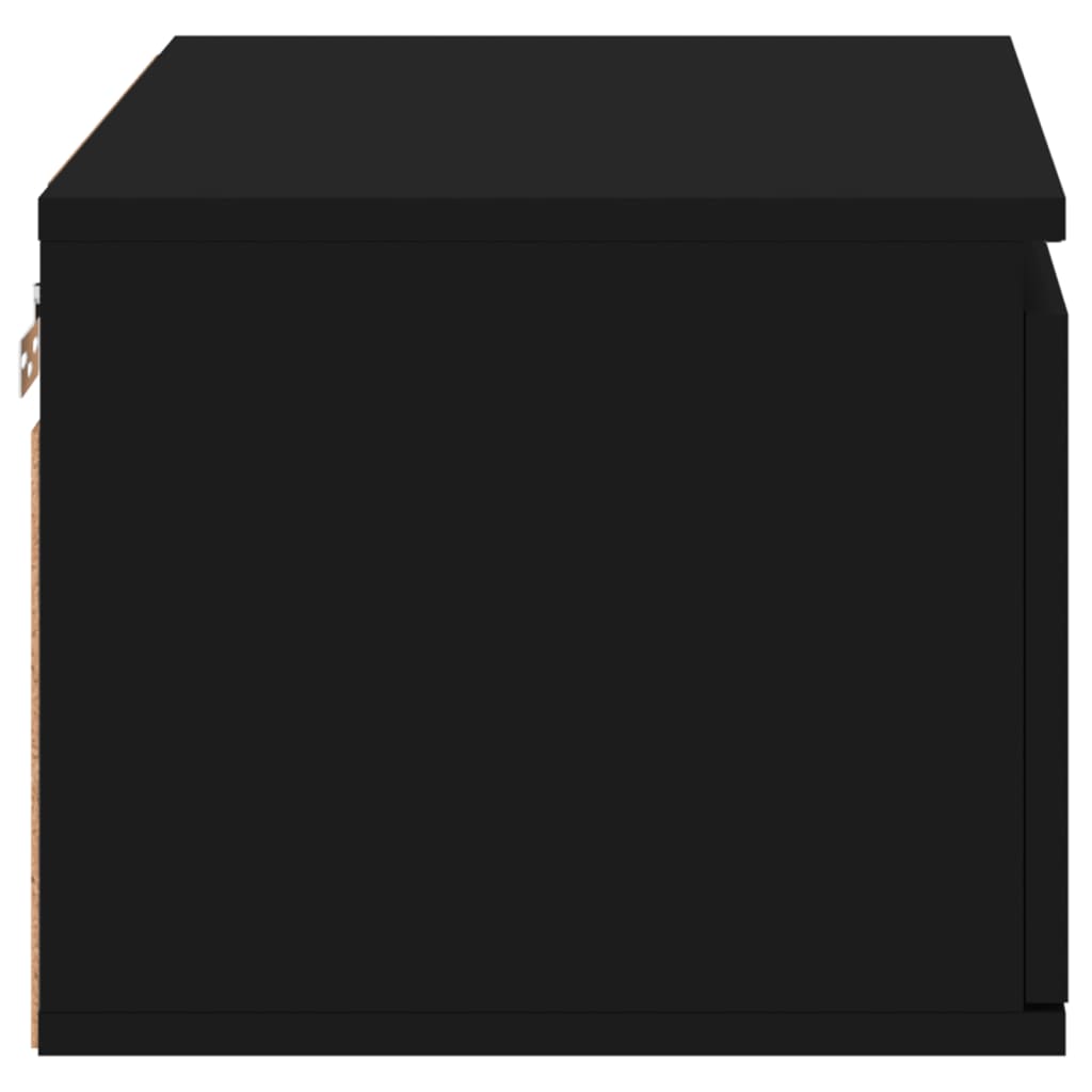 Mesas de cabeceira de parede com luzes LED 2 pcs preto