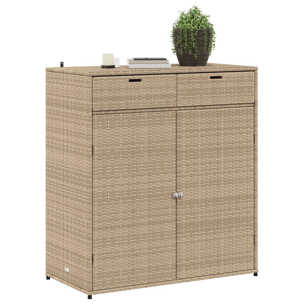 Garden storage cabinet 105x55x113 cm PE wicker beige
