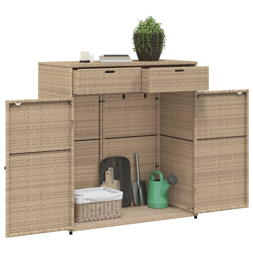 Garden storage cabinet 105x55x113 cm PE wicker beige