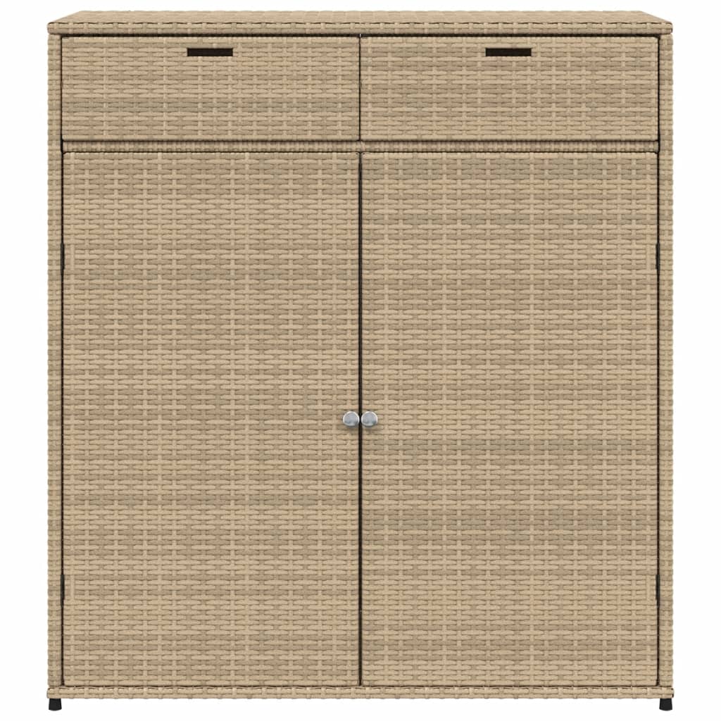 Garden storage cabinet 105x55x113 cm PE wicker beige