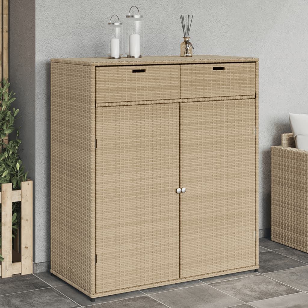 Garden storage cabinet 105x55x113 cm PE wicker beige