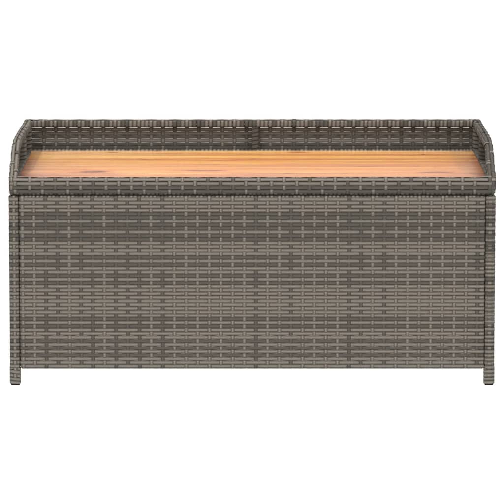 Storage bench 100x50x52 cm PE wicker and gray acacia wood