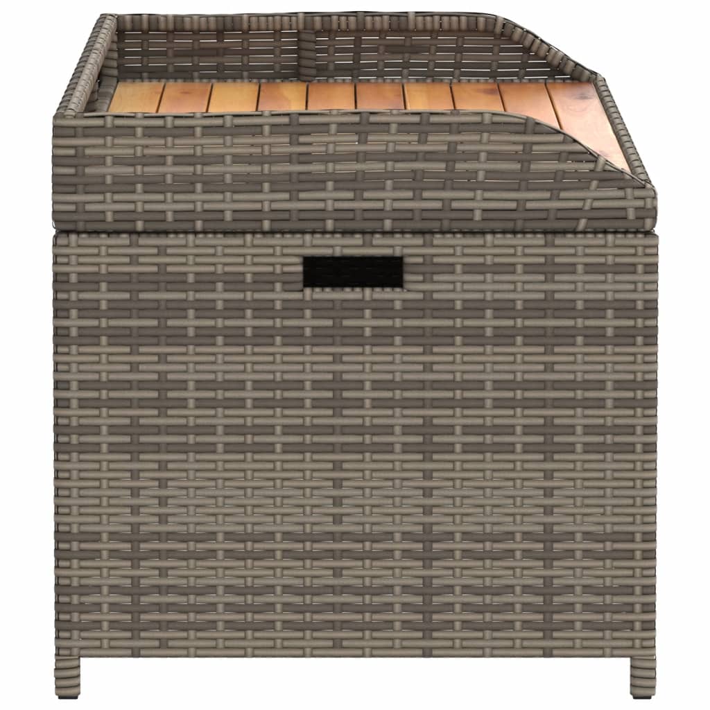 Storage bench 100x50x52 cm PE wicker and gray acacia wood