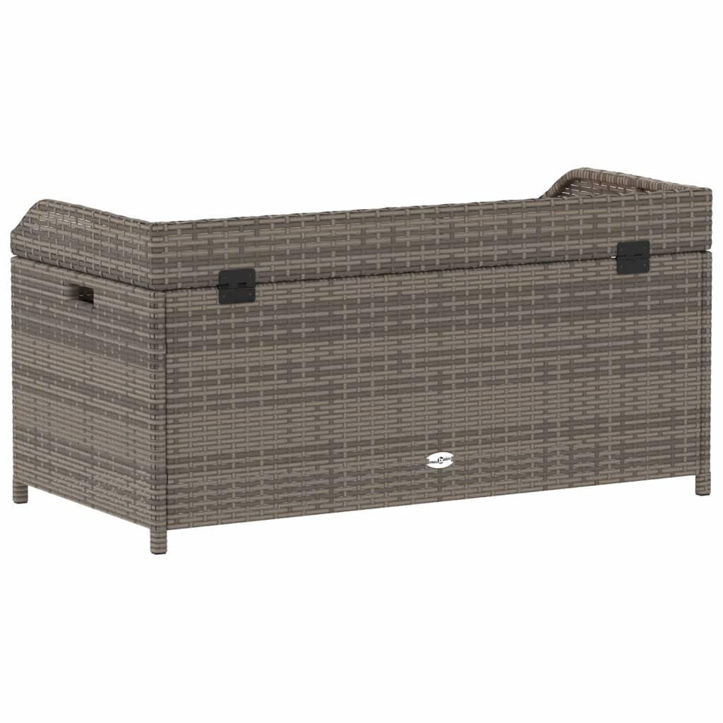 Storage bench 100x50x52 cm PE wicker and gray acacia wood