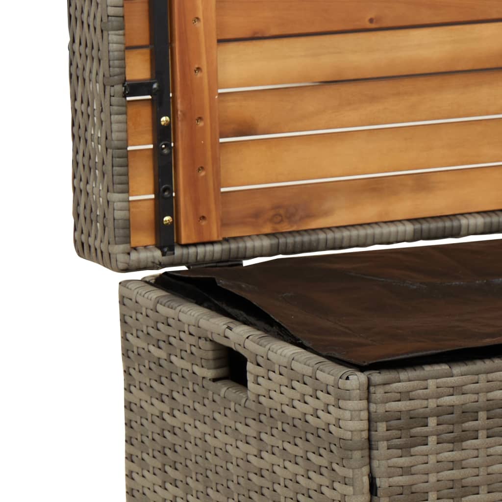 Storage bench 100x50x52 cm PE wicker and gray acacia wood