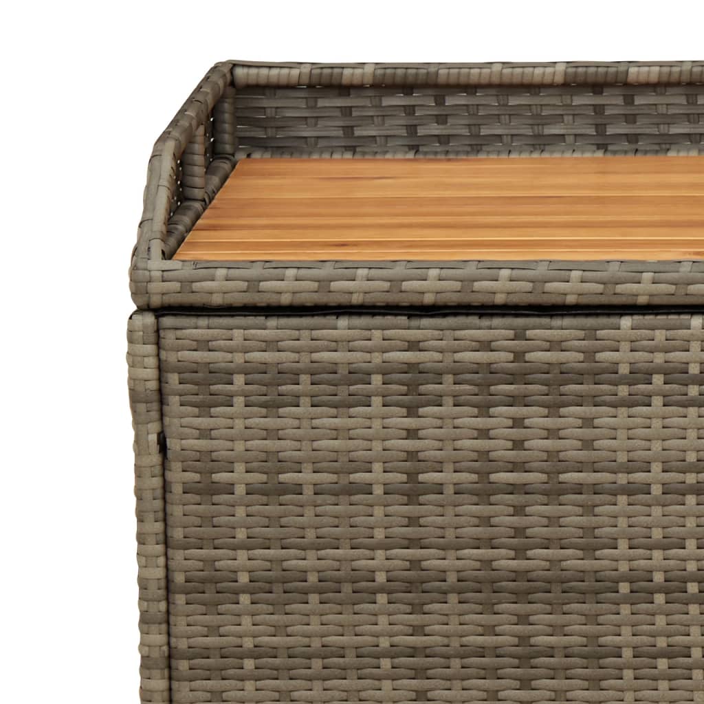 Storage bench 100x50x52 cm PE wicker and gray acacia wood