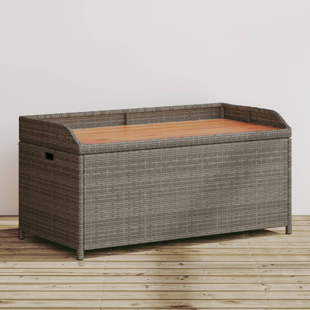 Storage bench 100x50x52 cm PE wicker and gray acacia wood