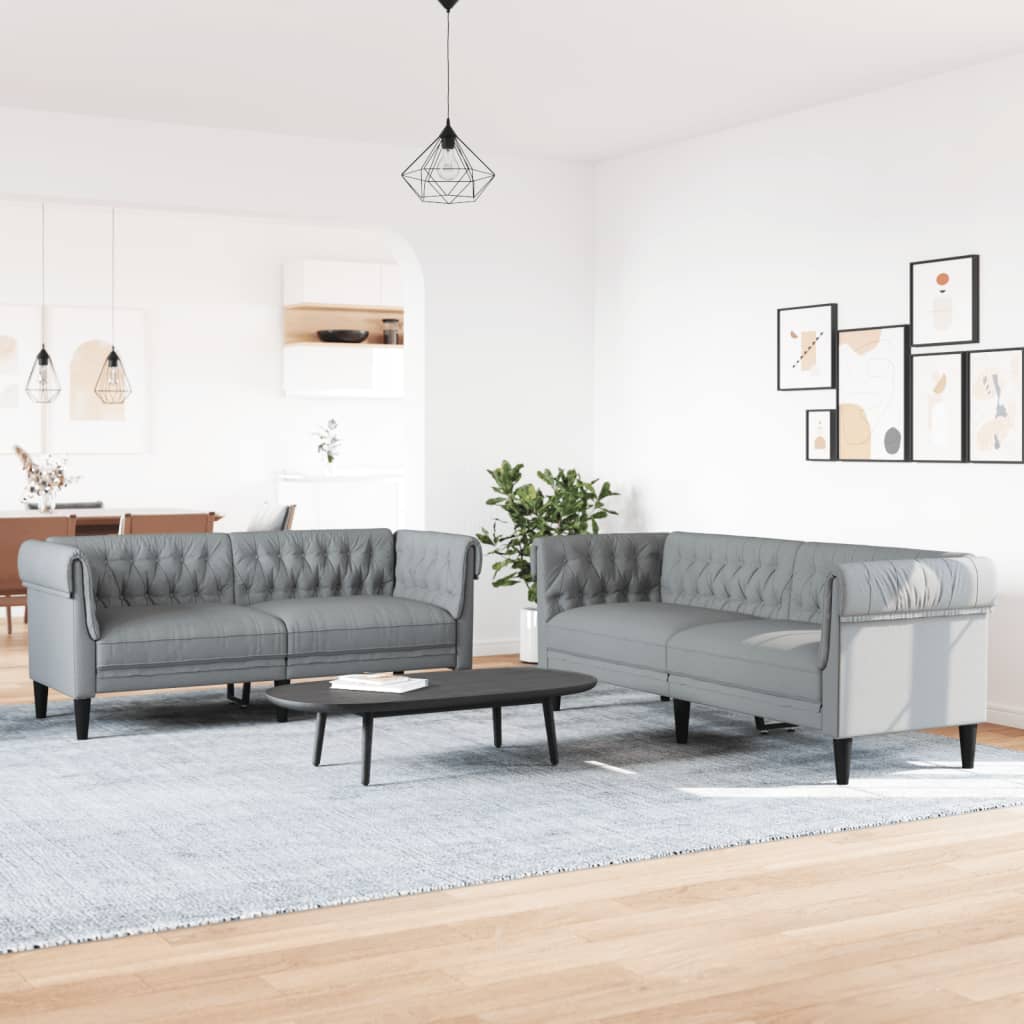 2 pcs light grey fabric sofa set